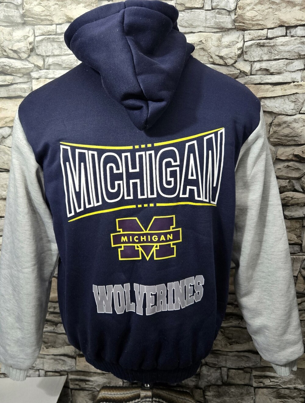 Franchise Club Men's NCAA Medium Michigan Wolverines Fleece Game Full-Zip Hoodie